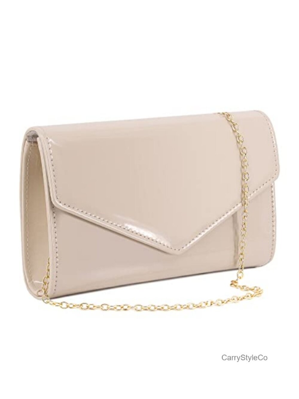 Real Leather Evening Clutch - Envelope Shoulder Bag with Detachable Chain